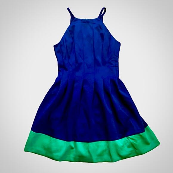 Vince Camuto Blue Fit & Flare Pleated Dress Womens 10 - Picture 1 of 15